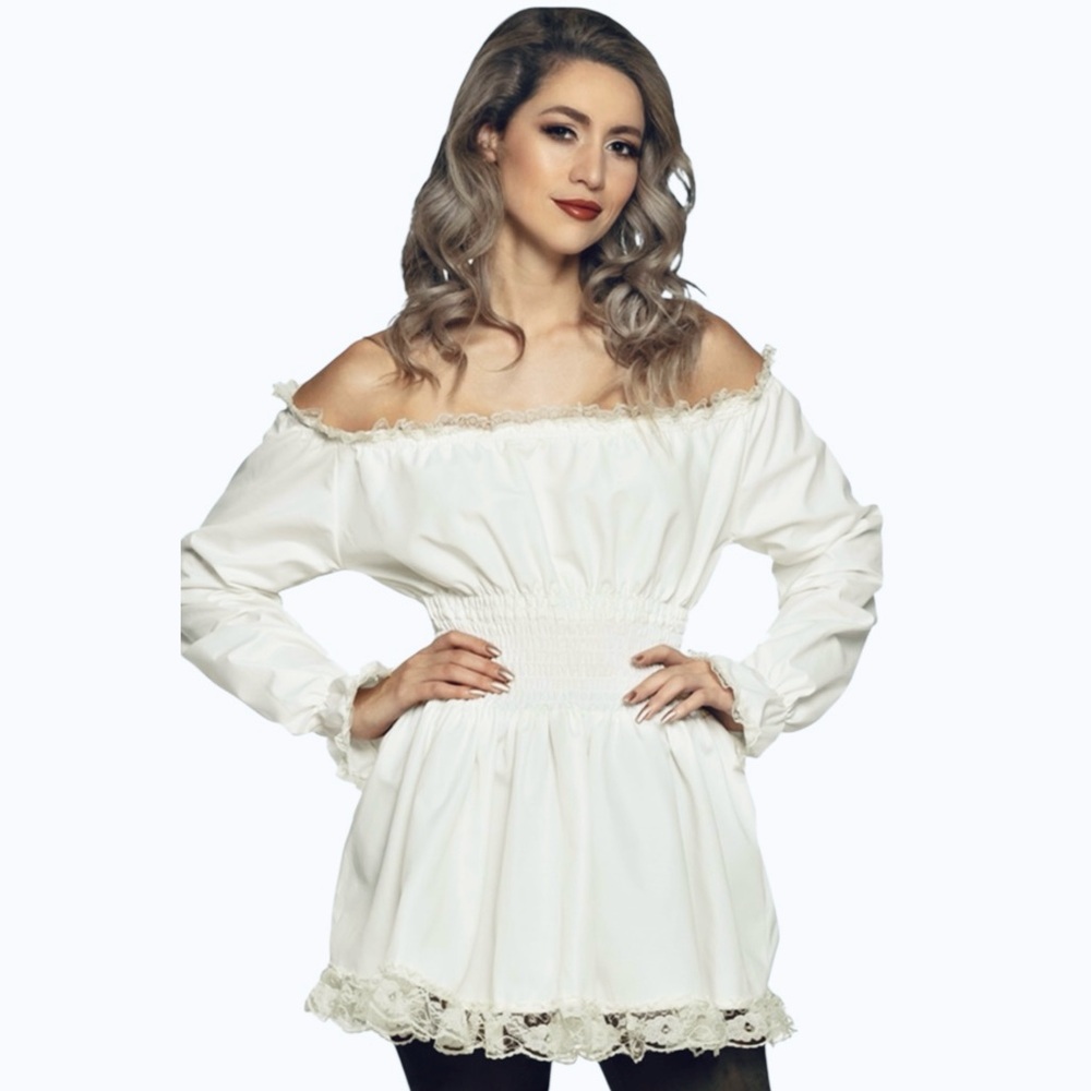 Halloween costume women’s peasant blouse in Ivory NEW